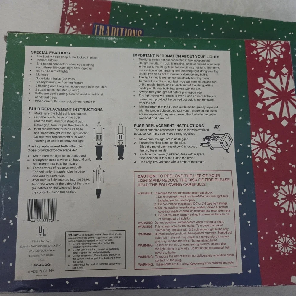 Vtg 100 Holiday Traditions Mini String Multi‎ Color Christmas Lights 46' Each